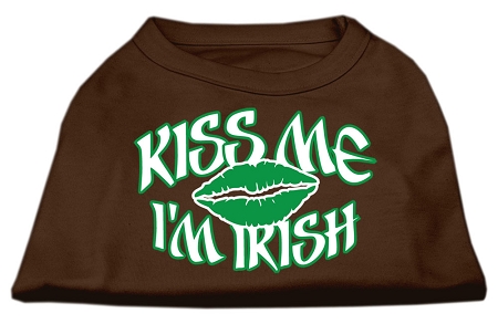 Kiss Me I'm Irish Screen Print Shirt Brown Sm